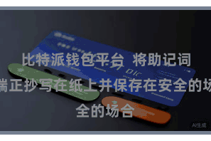 比特派钱包平台  将助记词按端正抄写在纸上并保存在安全的场合